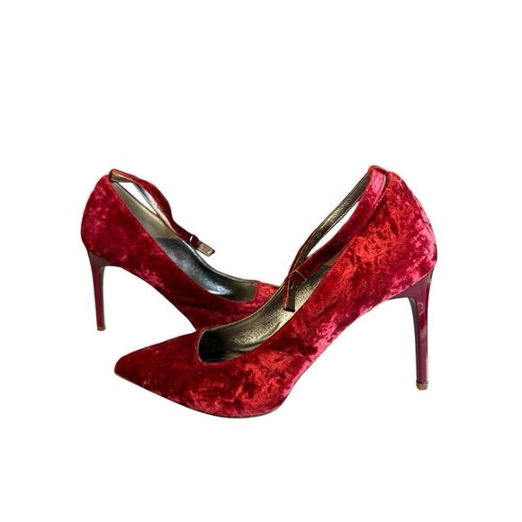 Oscar de la Renta Red Velvet Mary Jane Heels – Size US 6 / EU 36 - Picture 1 of 11